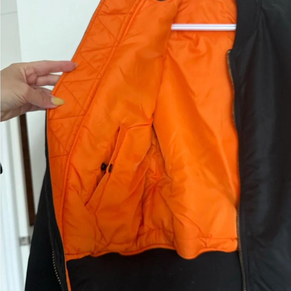 Alpha Industries Black Bomber Jacket with Orange Lining - REVERSIBLE - Picture 3 of 5